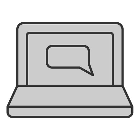 Delivered message on laptop screen - icon, illustration on white background, gray styleの写真素材