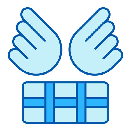 A package with wings to deliver it - icon, illustration on white background, similar styleの写真素材