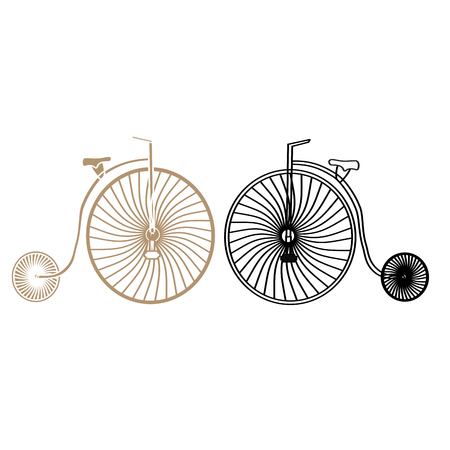 Two retro bicycles with the big frontのイラスト素材