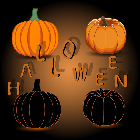 Vector illustration for yellow pumpkin halloweenのイラスト素材