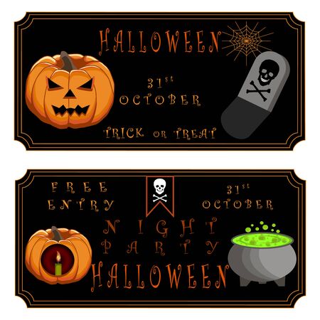 Abstract vector illustration of logo for celebrating children's holiday halloween, yellow pumpkin close-up, background.のイラスト素材