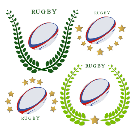 Abstract vector logo rugby ball, flying in sky.のイラスト素材