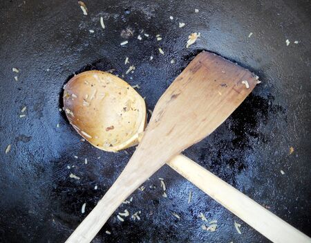 Picture of cooking pilaf on black bowl.の写真素材