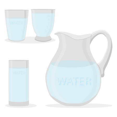 Illustration of water in glass setのイラスト素材