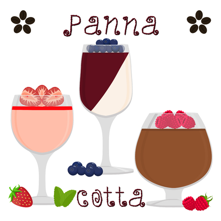 Abstract vector icon illustration for jelly berries panna cotta. Jelly pattern consisting of natural design sweet food pudding pannacotta.のイラスト素材