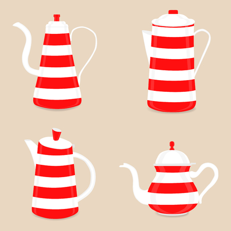 Abstract vector illustration of teapots setのイラスト素材