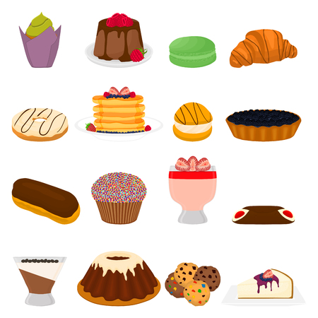 Vector icon illustration logo for big set sweet desserts on plate, meal in transparent glass crockery from berries. Dessert pattern consisting of natural tasty food. Eat fresh sweet fruit dessert.のイラスト素材