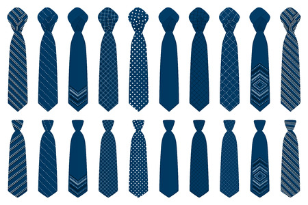 Illustration on theme big set ties different types, neckties various size. Tie pattern consisting of collection textile garments necktie for celebration vacation. Necktie tie is accessory brutal man.のイラスト素材