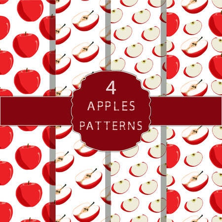 Illustration on theme big colored seamless apple pattern, type of wallpaper for walls. Seamless pattern consisting of collection apples, accessory at wallpaper. Wallpaper from seamless apple pattern.のイラスト素材