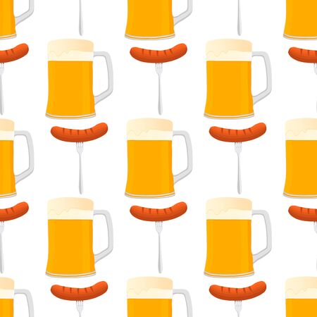 Illustration on theme big colored pattern oktoberfest, german holiday it fest beer. Pattern consisting of collection fest beer, accessory for oktoberfest. Fest Oktoberfest pattern from beer.のイラスト素材