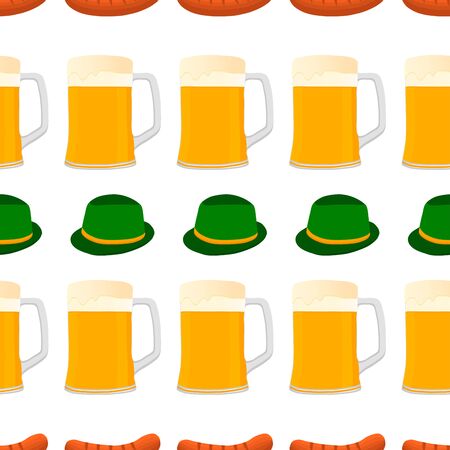Illustration on theme big colored pattern oktoberfest, german holiday it fest pretzel. Pattern consisting of collection fest pretzel, accessory for oktoberfest. Fest Oktoberfest pattern from pretzel.のイラスト素材