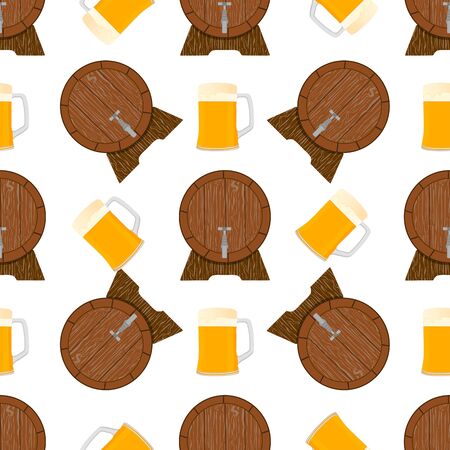 Illustration on theme big colored pattern oktoberfest, german holiday it fest beer. Pattern consisting of collection fest beer, accessory for oktoberfest. Fest Oktoberfest pattern from beer.のイラスト素材