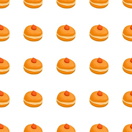 Illustration on theme big colored pattern Hanukkah, seamless tasty donut. Seamless pattern consisting of collection yummy donut, accessory holiday Hanukkah. Seamless Hanukkah, pattern in nice donut.のイラスト素材