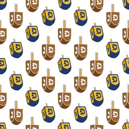 Illustration on theme big colored pattern Hanukkah, seamless set dreidel. Seamless pattern consisting of collection dreidel, accessory holiday Hanukkah. Seamless Hanukkah, pattern in old dreidel.のイラスト素材