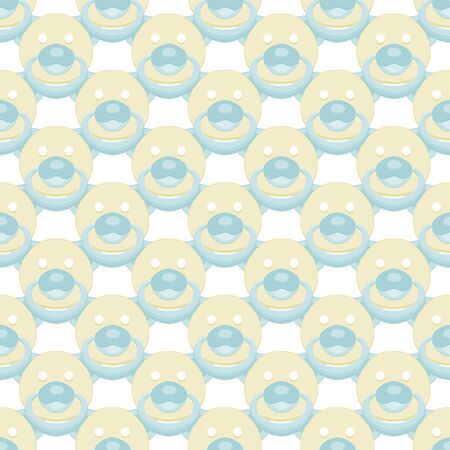 Illustration on theme seamless pattern baby pacifiers, dummy with rubber nipple. Baby pacifiers...