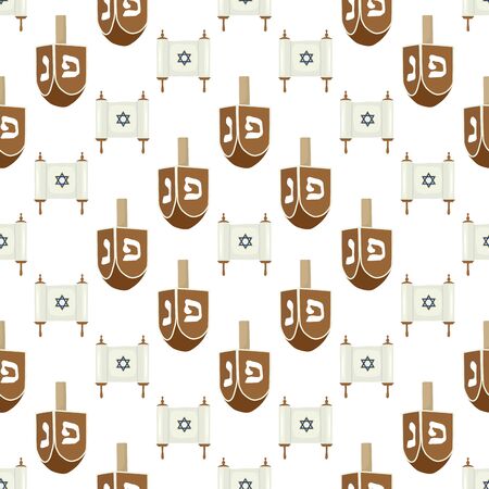Illustration on theme big colored pattern Hanukkah, seamless set dreidel. Seamless pattern consisting of collection dreidel, accessory holiday Hanukkah. Seamless Hanukkah, pattern in old dreidel.のイラスト素材