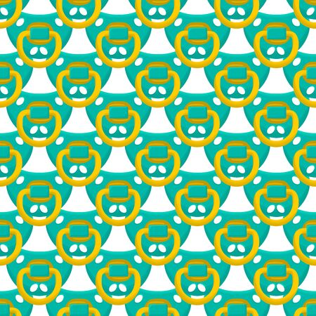 Illustration on theme seamless pattern baby pacifiers, dummy with rubber nipple. Baby pacifiers consisting of collection to newborn, good dummy nipple. Dummy nipple in pacifiers it baby care equipmentのイラスト素材