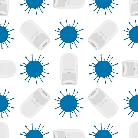 Seamless of many identical sanitizer in soap dispenser for disinfection. Disinfection consisting of accessory sanitizer in soap dispenser. Sanitizer in soap dispenser is main prevention disinfection.のイラスト素材