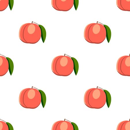 Illustration on theme big colored seamless peach, bright fruit pattern for seal. Fruit pattern consisting of beautiful seamless repeat peach. Simple colorful pattern fruit from seamless soft peach.のイラスト素材