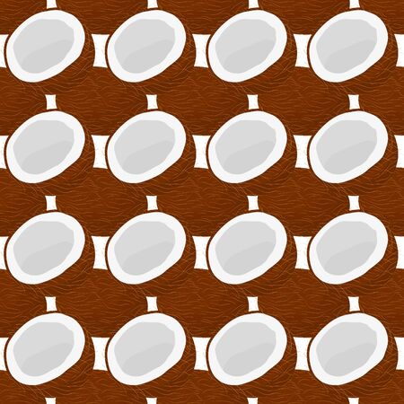 Illustration on theme big colored seamless coconut, bright fruit pattern for seal. Fruit pattern consisting of beautiful seamless repeat coconut. Simple colorful pattern fruit seamless soft coconut.のイラスト素材