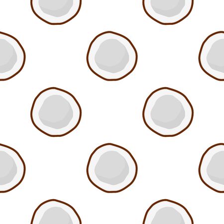 Illustration on theme big colored seamless coconut, bright fruit pattern for seal. Fruit pattern consisting of beautiful seamless repeat coconut. Simple colorful pattern fruit seamless soft coconut.のイラスト素材