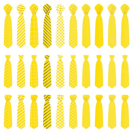 Illustration on theme big set ties different types, neckties various size. Tie pattern consisting of collection textile garments necktie for celebration vacation. Necktie tie is accessory brutal man.のイラスト素材