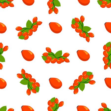 Illustration on theme big colored seamless rose hip, bright berry pattern for seal. Berry pattern consisting of beautiful seamless repeat rose hip. Simple colorful pattern berry from seamless rose hipのイラスト素材