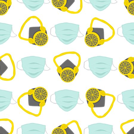 Seamless of respirator masks for prevention coronavirus from covid. Respirator masks consisting of covid accessory with prevention coronavirus. Respirator masks covid is main prevention coronavirus.のイラスト素材