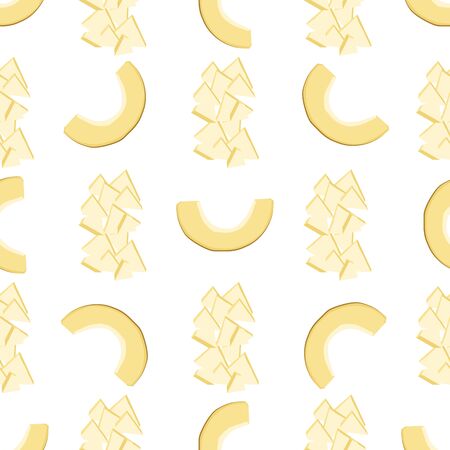 Illustration on theme big colored seamless melon, bright fruit pattern for seal. Fruit pattern consisting of beautiful seamless repeat melon. Simple colorful pattern fruit from seamless soft melon.のイラスト素材