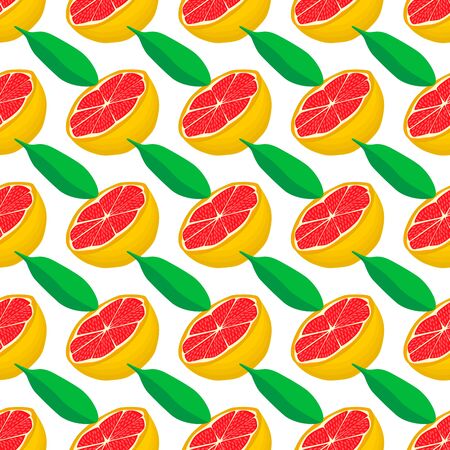 Illustration on theme big colored seamless grapefruit, bright fruit pattern for seal. Fruit pattern consisting of beautiful seamless repeat grapefruit. Simple pattern fruit from seamless grapefruit.のイラスト素材