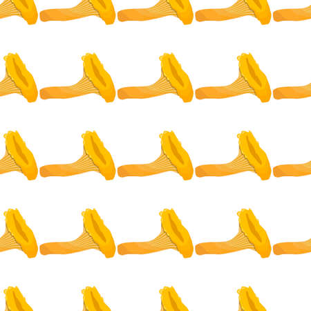Illustration on theme bright pattern mushroom, vegetable chanterelle for seal. Vegetable pattern consisting of beautiful mushroom, many chanterelle. Simple vegetable pattern from chanterelle mushroom.のイラスト素材