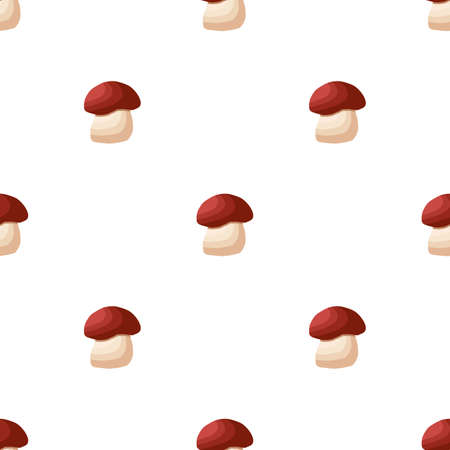 Illustration on theme of bright pattern brown mushroom, vegetable porcini for seal. Vegetable pattern consisting of beautiful mushroom, many porcini. Simple vegetable pattern from porcini mushroom.のイラスト素材