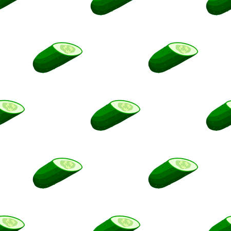 Illustration on theme of bright pattern green cucumber, vegetable plant for seal. Vegetable pattern consisting of beautiful cucumber, many plant. Simple colorful vegetable pattern from plant cucumber.のイラスト素材