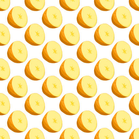 Illustration on theme of bright pattern brown potato, vegetable batat for seal. Vegetable pattern consisting of beautiful potato, many batat.のイラスト素材