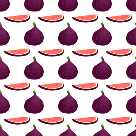 Illustration on theme big colored seamless purple fig, bright fruit pattern for seal. Fruit pattern consisting of beautiful seamless repeat fig. Simple colorful pattern fruit from seamless purple fig.のイラスト素材