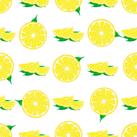 Illustration on theme big colored seamless yellow lemon, bright fruit pattern for seal. Fruit pattern consisting of beautiful seamless repeat lemon. Simple colorful pattern fruit from seamless lemon.のイラスト素材