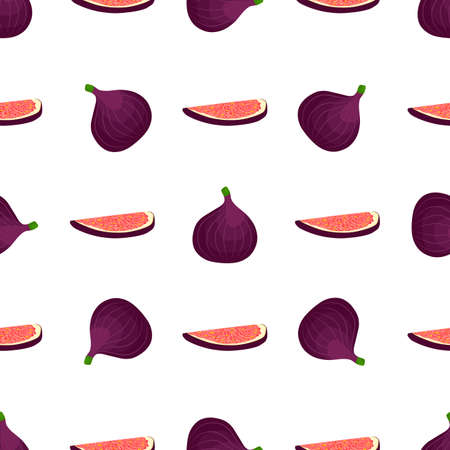 Illustration on theme big colored seamless purple fig, bright fruit pattern for seal. Fruit pattern consisting of beautiful seamless repeat fig. Simple colorful pattern fruit from seamless purple fig.のイラスト素材