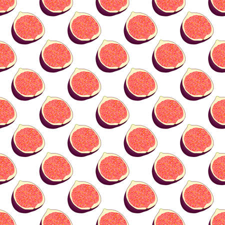 Illustration on theme big colored seamless purple fig, bright fruit pattern for seal. Fruit pattern consisting of beautiful seamless repeat fig. Simple colorful pattern fruit from seamless purple fig.のイラスト素材