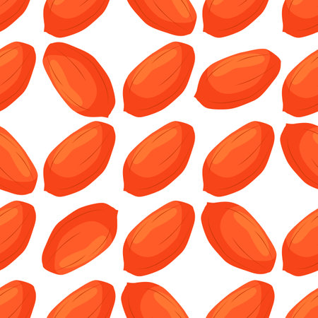 Illustration on theme big pattern identical types peanut, nut equal size. Peanut pattern consisting of natural nut for colored print on wallpaper. Abstract colorful pattern from many yummy nut peanut.のイラスト素材