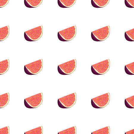 Illustration on theme big colored seamless purple fig, bright fruit pattern for seal. Fruit pattern consisting of beautiful seamless repeat fig. Simple colorful pattern fruit from seamless purple fig.のイラスト素材