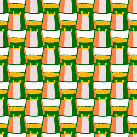 Illustration on theme Irish holiday St Patrick day, seamless headdress hats. Pattern St Patrick day consisting of many identical hats on white background. Hats it main accessory for St Patrick day.のイラスト素材