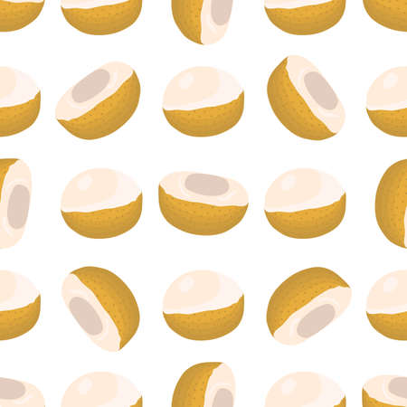 Illustration on theme big colored seamless longan, bright fruit pattern for seal. Fruit pattern consisting of beautiful seamless repeat longan. Simple colorful pattern fruit from seamless longan.のイラスト素材