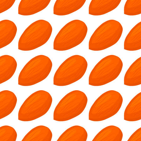 Illustration on theme big pattern identical types almond, nut equal size. Almond pattern consisting of natural nut for colored print on wallpaper. Abstract colorful pattern from many yummy nut almond.のイラスト素材