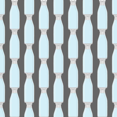 Illustration on theme set identical types glass bottles for drinking water. Water pattern consisting of collection kitchen accessory, same glass bottles to organic food. Tasty water in glass bottles.のイラスト素材