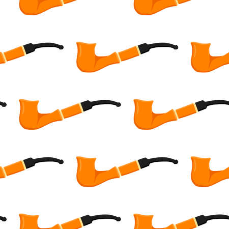 Irish holiday St Patrick day, seamless orange smoking pipes. Pattern St Patrick day consisting of many identical smoking pipes on white background. Smoking pipes it main accessory for St Patrick day.のイラスト素材