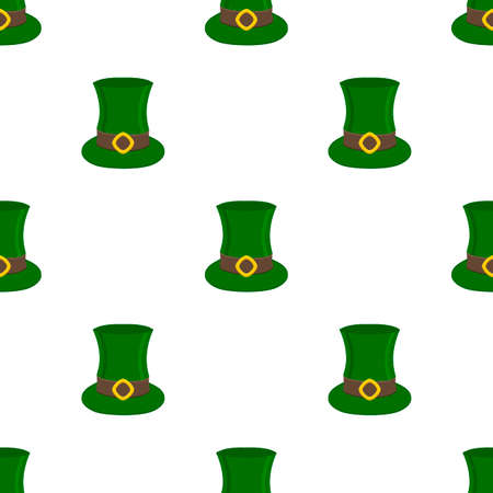 Illustration on theme Irish holiday St Patrick day, seamless headdress hats. Pattern St Patrick day consisting of many identical hats on white background. Hats it main accessory for St Patrick day.のイラスト素材