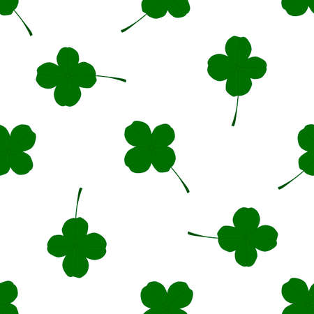 Illustration on theme Irish holiday St Patrick day, seamless green shamrock clover. Pattern St Patrick day consisting of many identical shamrock clover. Green shamrock main clover for St Patrick day.のイラスト素材