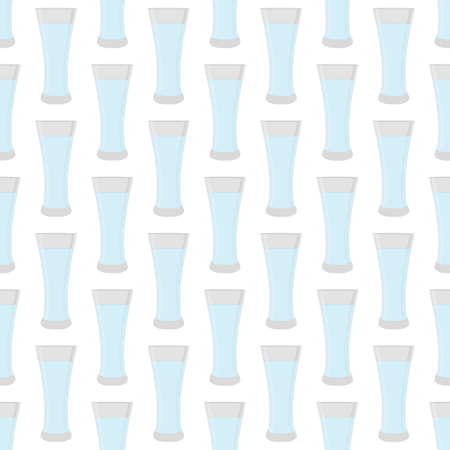 Illustration on theme colored set identical types glass cups for drinking water. Water pattern consisting of collection kitchen accessory, same glass cups to organic food. Tasty water in glass cups.のイラスト素材
