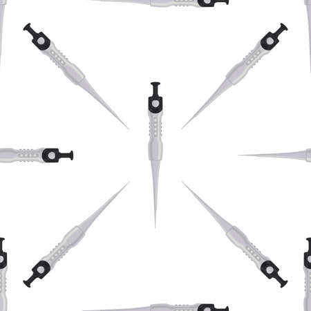 Abstract seamless medical pipette, dropper for laboratory on white background. Pattern dropper consisting of many identical glass laboratory medical pipette. Medical pipette it dropper from laboratoryのイラスト素材