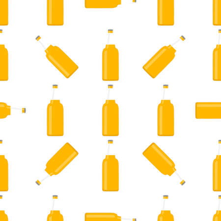 Illustration on theme seamless beer glass bottles with lid for brewery. Pattern beer consisting of many identical glass bottles on white background. Glass bottles it main accessory for beer gourmet.のイラスト素材